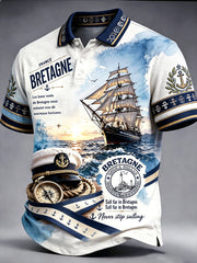 Polo décontracté pour homme à imprimé océan de Bretagne, France