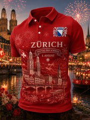 T-shirt polo à manches courtes, graphique, pour la célébration de la Journée nationale des hommes