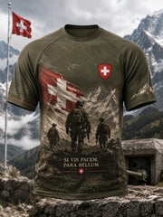 T-shirt raglan à manches courtes pour homme, avec imprimé de style militaire