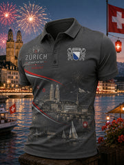 T-shirt polo à manches courtes, graphique, pour la célébration de la Journée nationale des hommes