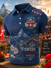 T-shirt polo à manches courtes, graphique, pour la célébration de la Journée nationale des hommes