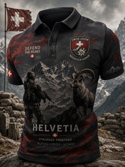 Polo à manches courtes pour homme avec imprimé camouflage de style militaire