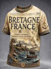 T-shirt décontracté pour homme à imprimé du Festival international celtique de Bretagne à Lorient