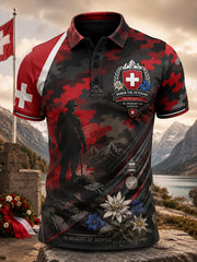 Polo à manches courtes pour homme avec imprimé camouflage de style militaire