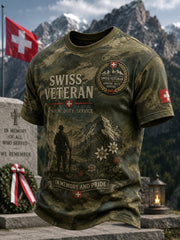 T-shirt homme à manches courtes avec imprimé camouflage de style militaire