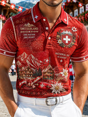 Polo graphique à manches courtes Célébration de la fête nationale pour hommes