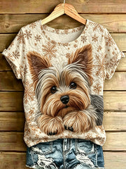 T-shirt vintage à manches courtes, ample, à imprimé animalier, pour femme