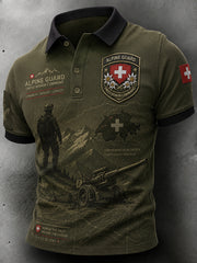 Polo à manches courtes pour homme avec imprimé camouflage de style militaire