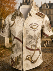 Chemise décontractée à manches courtes pour la saison de chasse, style français, pour hommes