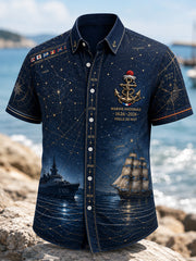 Chemise Décontractée Homme Marine Française Manches Courtes