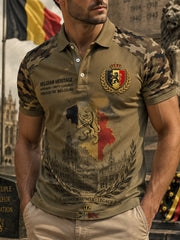 Polo à manches courtes pour homme avec imprimé patriotique commémoratif