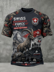 T-shirt raglan à manches courtes pour homme, avec imprimé camouflage de style militaire