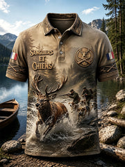 Hommes Français Saison de Chasse Sauvagine Chasse Festival Imprimer Polo Décontracté