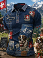 T-shirt polo à manches courtes, graphique, pour la célébration de la Journée nationale des hommes