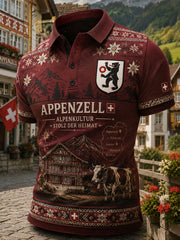 Polo à manches courtes pour homme avec imprimé graphique commémoratif urbain