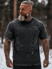 T-shirt pour homme à manches courtes, imprimé celtique d’inspiration viking, style vintage