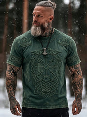 T-shirt pour homme à manches courtes, imprimé celtique d’inspiration viking, style vintage