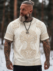 T-shirt homme vintage viking arbre de vie imprimé celtique à manches courtes