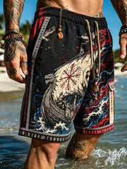 Short décontracté rétro Viking Art Print