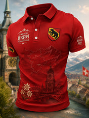 Polo Homme À Manches Courtes Imprimé Souvenir De La Ville Vintage