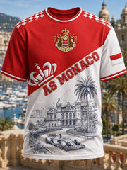 Monaco imprimé Vintage mode lâche à manches courtes T-shirt pour hommes