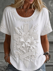 Women's All Saints jour imprimé mode Vintage lâche T-shirt à manches courtes