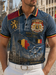 Polo à manches courtes pour homme avec imprimé patriotique commémoratif