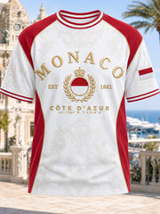 T-shirt homme manches courtes, ample, à imprimé monégasque, style vintage et tendance