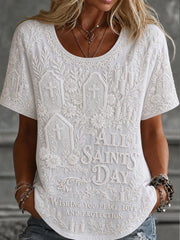 T-shirt ample à manches courtes, imprimé, style vintage, pour la fête de la Toussaint, collection femme