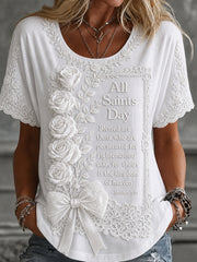 T-shirt ample à manches courtes, imprimé, style vintage, pour la fête de la Toussaint, collection femme