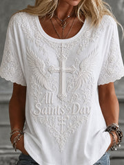 T-shirt ample à manches courtes, imprimé, style vintage, pour la fête de la Toussaint, collection femme