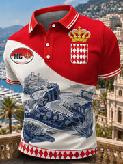 Polo homme à imprimé Monaco, col polo, chemise décontractée à manches courtes