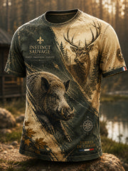 T-shirt manches courtes de chasse à la française pour homme