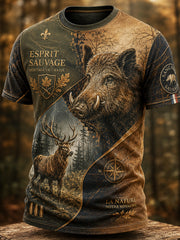 T-shirt manches courtes de chasse à la française pour homme