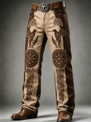 Pantalons de travail décontractés rétro Viking Art Print pour hommes