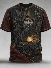 T-shirt homme à manches courtes, ample, à imprimé viking, style vintage et tendance