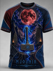 T-shirt homme à manches courtes, ample, à imprimé viking, style vintage et tendance