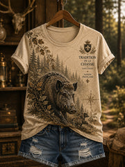 T-shirt manches courtes de saison de chasse française pour femme