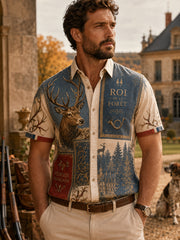 Chemise décontractée de saison de chasse française pour hommes à manches courtes