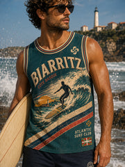 Débardeur décontracté pour homme à imprimé basque français, style surf