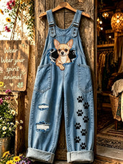 Salopette Femme Animal Chien Art Imprimé