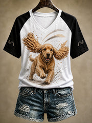 T-shirt décontracté avec imprimé animalier de style vintage