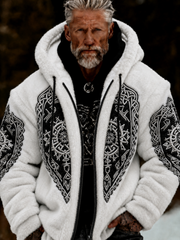 Veste zippée à capuche en peluche, chaleureuse et confortable, motif viking et celtique pour homme