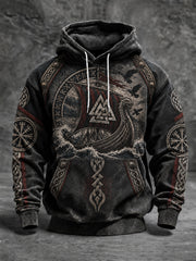 Sweat à capuche viking surdimensionné à épaules tombantes pour homme, avec poches