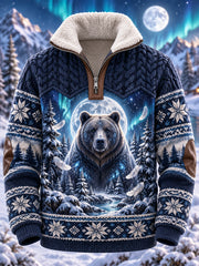 Sweat Homme Nordic Forest Animal Doublé De Polaire À Manches Longues