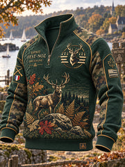 Sweat-shirt Homme Vert Avec Fermeture Éclair French Brittany Fest-Noz