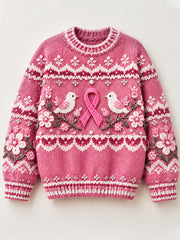 Pull Décontracté Femme France Cancer Du Sein Imprimé Oiseau