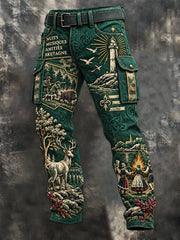 Pantalon de travail décontracté pour homme vert French Brittany Fest-Noz Patchwork Print