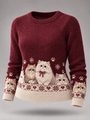 Pull décontracté mignon pour femmes, motif chats, collection hiver, pour les amoureux des chats