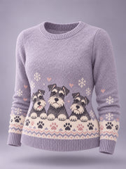 Pull décontracté mignon pour femmes, motif chiens d'hiver, pour les amoureux des chiens